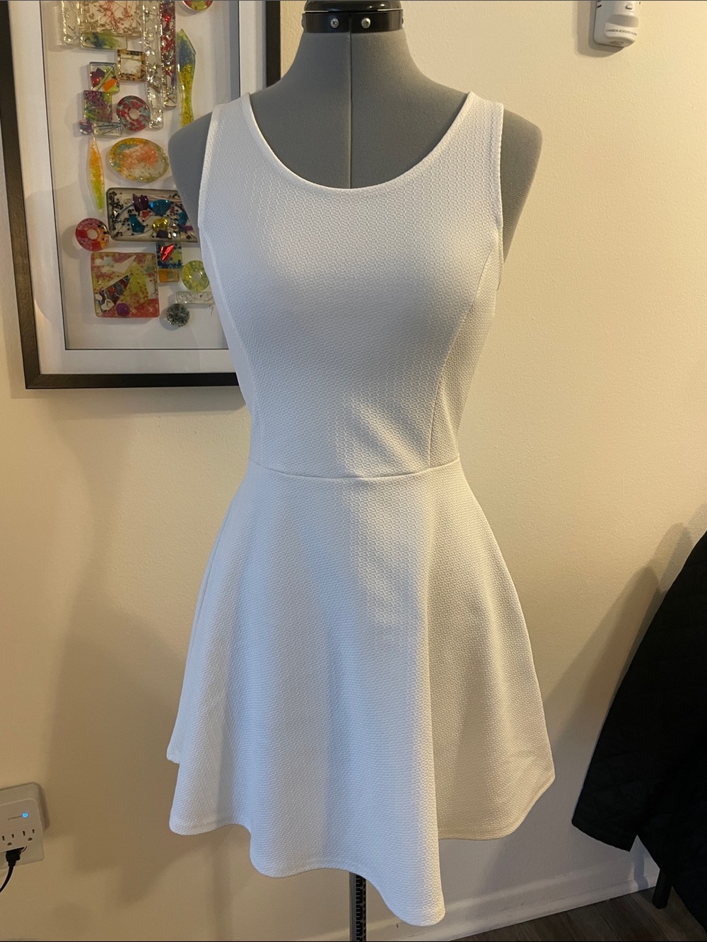 Divided White Sleeveless Skater Dress